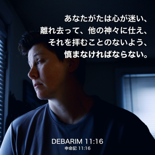 DEBARIM(申命記) 11章16節：あなたがたは心が迷い、離れ去って、他の神々に仕え、それを拝むことのないよう、慎まなければならない。