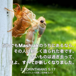 2 KORINTHIANS(コリント人への第二の手紙) 5章17節：だれでもMashiakのうちにあるなら、その人は新しく造られた者です。古いものは過ぎ去って、見よ、すべてが新しくなりました。